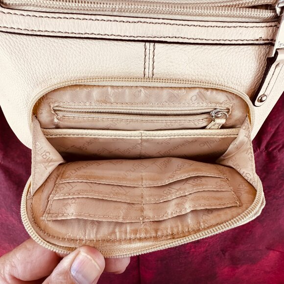 TIGNANELLO WOMEN CROSSBODY TAN PEBBLE LEATHER BAG WITH ADJUSTABLE STRAP - Picture 7 of 13
